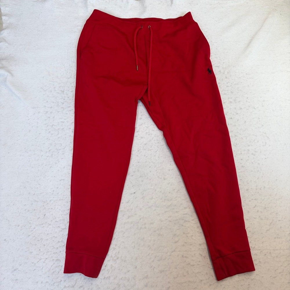 Polo Ralph Lauren Joggers Mens Medium Red Drawstring Elastic Waist Pony Logo